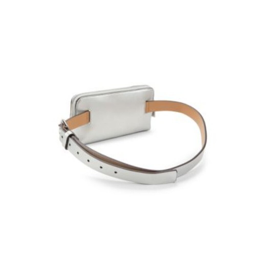Kate Spade New York Metallic Leather Belt Bag Waist Pack Silver - Picture 4 of 8